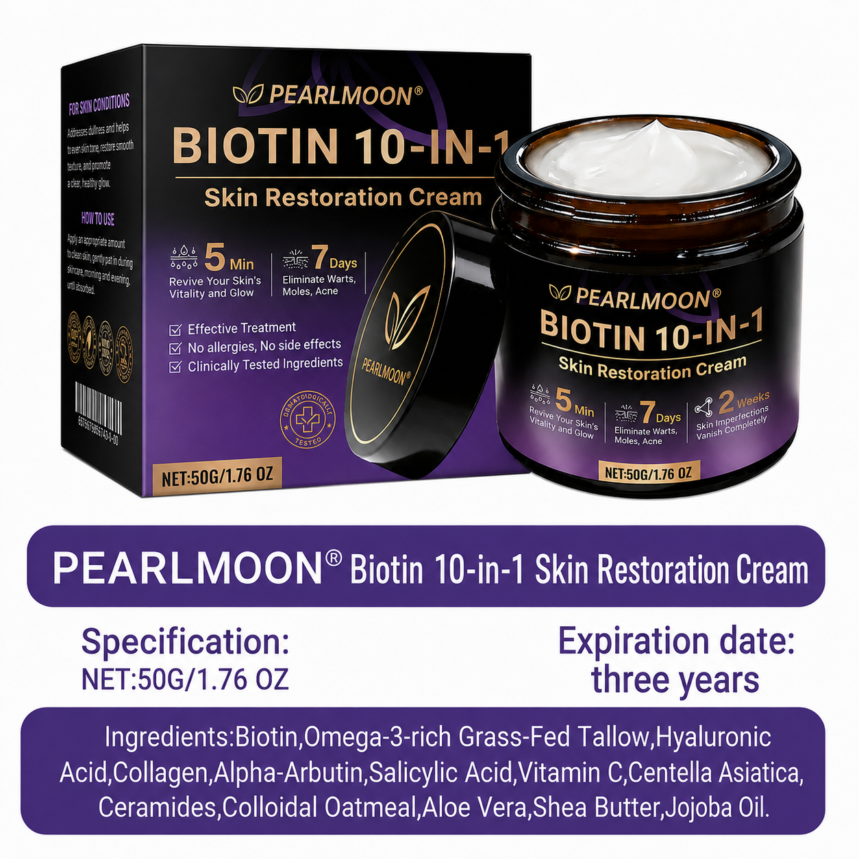 🐝𝐏𝑬𝗔𝙍𝙇𝐌𝑶𝗢𝙉® Biotin 10-in-1 Skin Restoration Cream - Last Day Promotion: 75% OFF